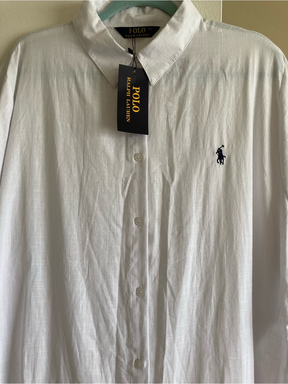 Polo Ralph Lauren Shirtdress Long Sleeve EU 52 XL 2XL 100% Cotton White - Picture 3 of 6